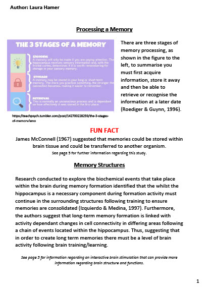 Teachers Guide to Memory